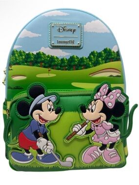 NWT MINNIE AND MICKEY GOLFING LOUNGEFLY BACKPACK